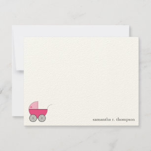 Pink Baby Carriage Baby Dusche Vielen Dank Note Ca Mitteilungskarte