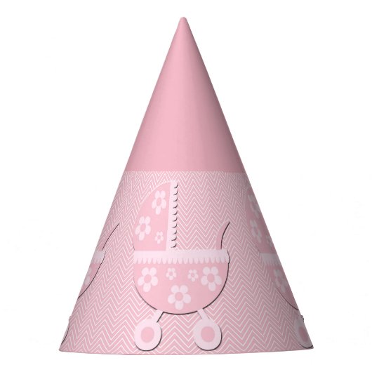 Pink Baby Carriage Baby Shooting Party Hat Partyhütchen (Vorderseite)