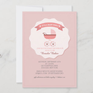 Pink Baby Carriage Baby Shower Einladung