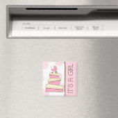 Pink Baby Carriage Cake "It's A Girl" Magnet (In Situ (Geschirrspüler))