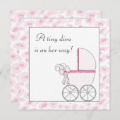 Pink Baby Carriage Diva Leopard Baby Girl Dusche Einladung (Vorne/Hinten)