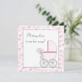 Pink Baby Carriage Diva Leopard Baby Girl Dusche Einladung (Stehend Vorderseite)