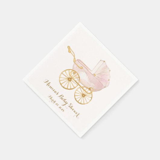 Pink Baby Carriage Grandmillennial Napkin Serviette (Ecke)
