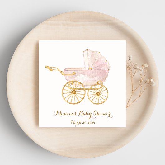 Pink Baby Carriage Grandmillennial Napkin Serviette