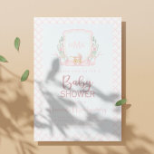 Pink Baby Carriage Monogram Baby Shooting Einladung