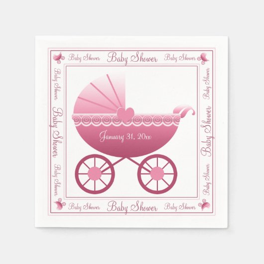 Pink Baby Carriage Serviette (Vorderseite)