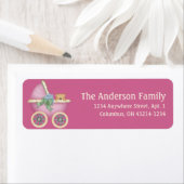Pink Baby Carriage Stoller d8 Address Labels (Insitu)