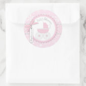Pink Baby Carriage & Winter Snowflakes Runder Aufkleber (Tasche)