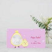 Pink Baby Chick Osterfoto Karten (Stehend Vorderseite)