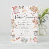 Pink Baby Clothes & Toys Virtual Baby Dusche Einladung (Stehend Vorderseite)