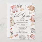 Pink Baby Clothes & Toys Virtual Baby Dusche Einladung (Vorderseite)