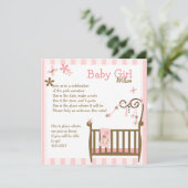 Pink Baby Crib Einladung (Stehend Vorderseite)