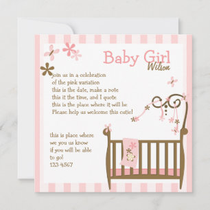 Pink Baby Crib Einladung