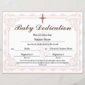 Pink Baby Dedication Certificate (Vorderseite)