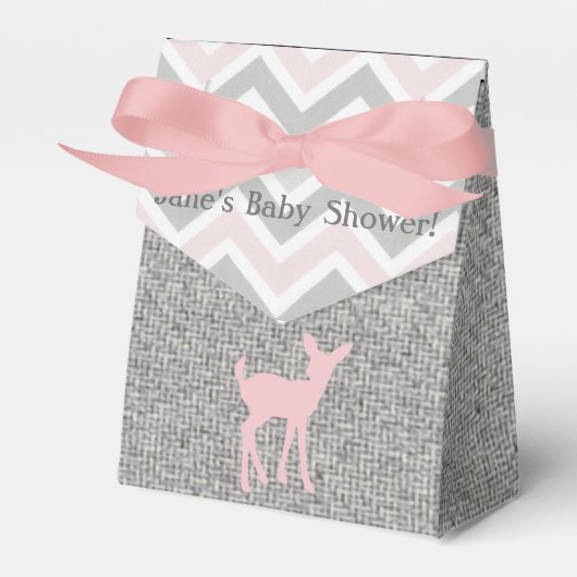 Pink Baby Deer & Grau Zickzack/Burlap Fevor Box Geschenkschachtel (Vorderseite)