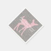 Pink Baby Deer & Gray Burlap Napkins Serviette (Ecke)