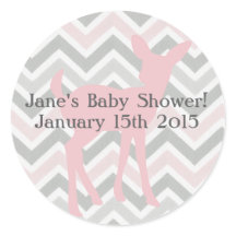 Pink Baby Deer & Pink/Graue Zickzack Aufkleber