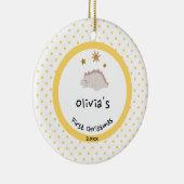 Pink Baby Dino | First Christmas Yellow Polka Dot Keramik Ornament (Rechts)