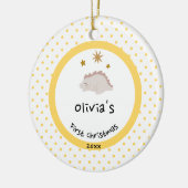 Pink Baby Dino | First Christmas Yellow Polka Dot Keramik Ornament (Links)