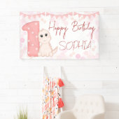 Pink Baby Dinosaurier 1. Geburtstag Party personal Banner (Insitu)