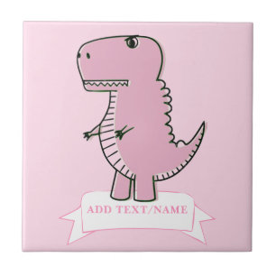 Pink Baby Dinosaurier Zeichnend Custom Fliese