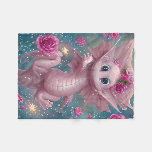 Pink Baby Dragon Fleecedecke (Vorderseite (Horizontal))