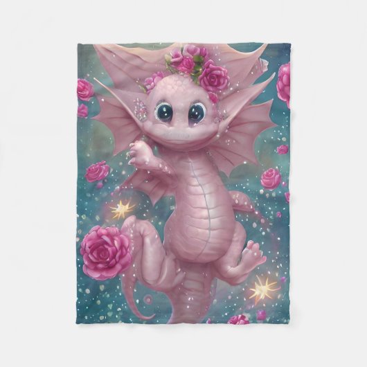 Pink Baby Dragon Fleecedecke (Vorderseite)