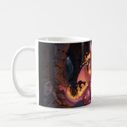 Pink Baby Dragon liest ein Buch Kaffeetasse (Links)