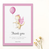 Pink Baby Dragon mit Balloon Girl Baby Dusche Dankeskarte