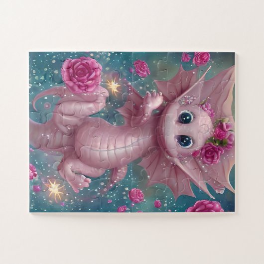 Pink Baby Dragon Puzzle (Horizontal)