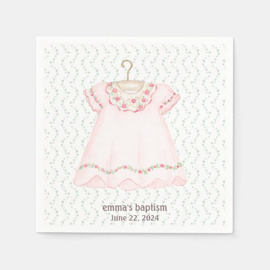 Pink Baby Dress Taufe Papier Napkin Serviette (Vorderseite)