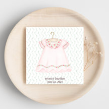 Pink Baby Dress Taufe Papier Napkin