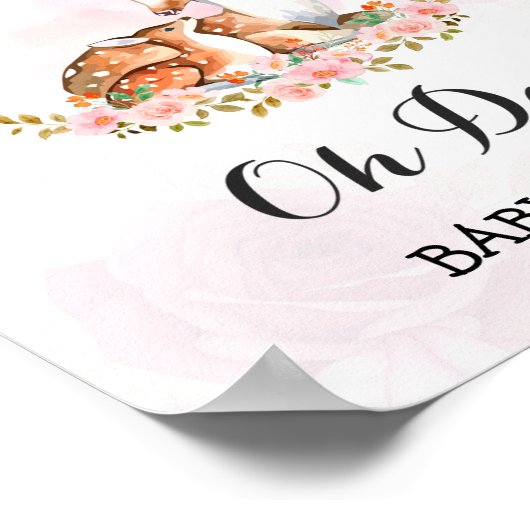 Pink Baby Dusche Aquarell Cloud Rosen Empfang Poster (Ecke)