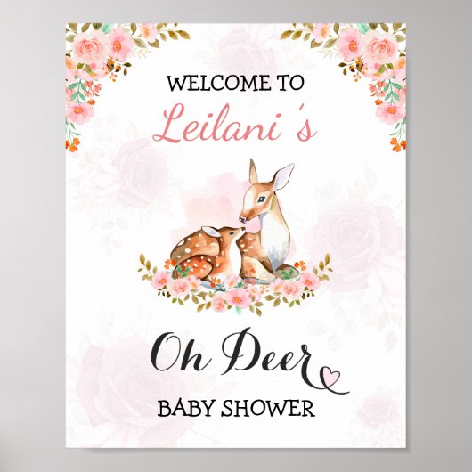 Pink Baby Dusche Aquarell Cloud Rosen Empfang Poster (Vorne)