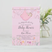 Pink Baby Dusche | Baby Bundle Einladung (Stehend Vorderseite)
