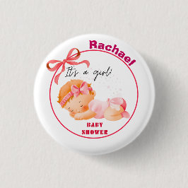 Pink Baby Dusche, Baby Girl Dusche Button