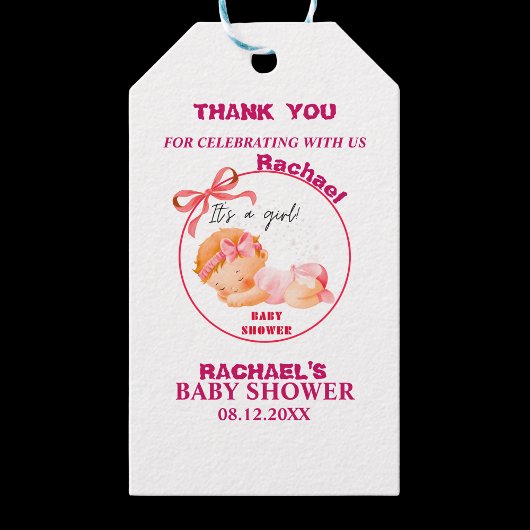 Pink Baby Dusche, Baby Girl Dusche Geschenkanhänger