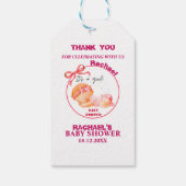 Pink Baby Dusche, Baby Girl Dusche Geschenkanhänger (Rückseite)