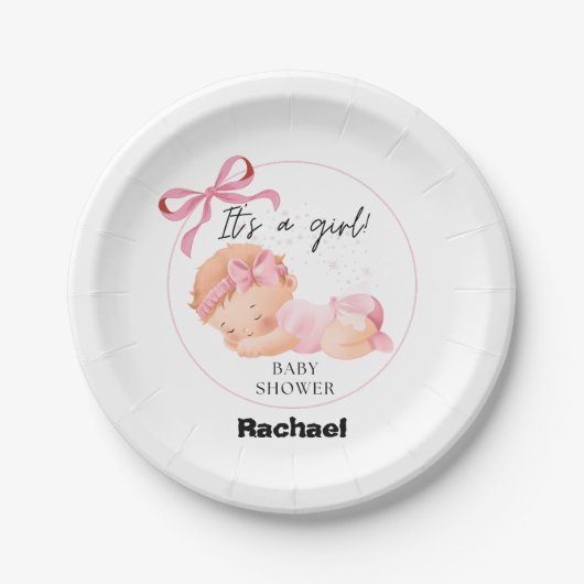 Pink Baby Dusche, Baby Girl Dusche Pappteller (Vorderseite)