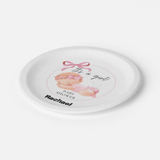 Pink Baby Dusche, Baby Girl Dusche Pappteller (Schrägansicht)