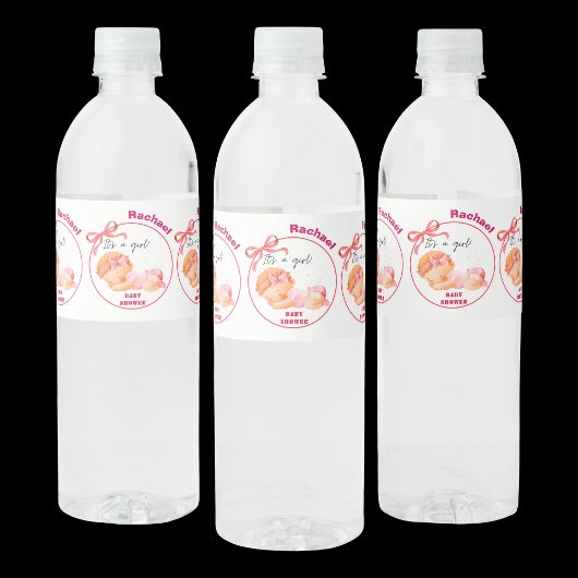 Pink Baby Dusche, Baby Girl Dusche Wasserflaschenetikett