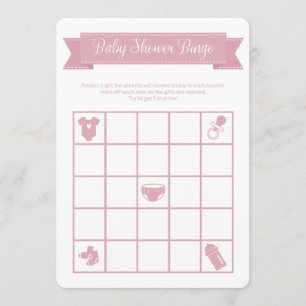 Pink Baby Dusche Bingo Spiel Doppelseitig Einladung