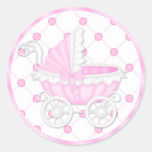 Pink Baby Dusche Cupcake Toppers Stickers (Vorderseite)