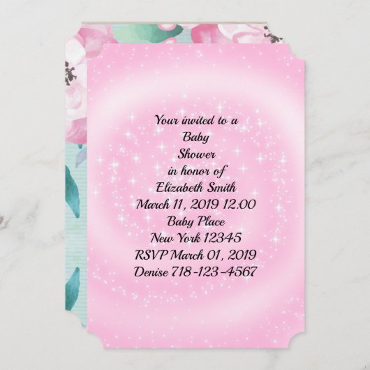 Pink Baby Dusche Einladung (Vorne/Hinten)