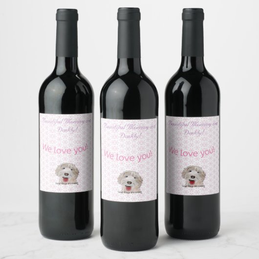 Pink Baby Dusche Fresh Muster Weinetikett (Flaschen)