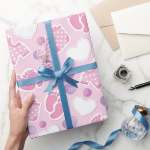 Pink Baby Dusche Geschenkpapier