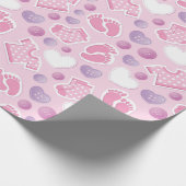 Pink Baby Dusche Geschenkpapier (Ecke)