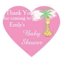 Pink Baby Dusche Giraffe Danke Aufkleber