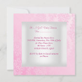 Pink Baby Dusche Girl Umbrella Damask Einladung (Rückseite)