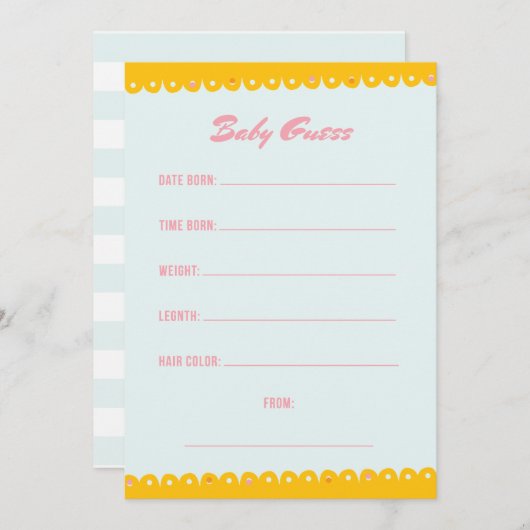 Pink Baby Dusche Guess Einladung (Vorne/Hinten)